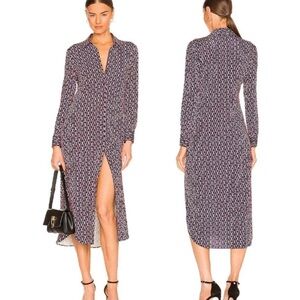 L'AGENCE Raelynn Shirt Dress in Dark Dusty Pink & Midnight Tone Chain Size S